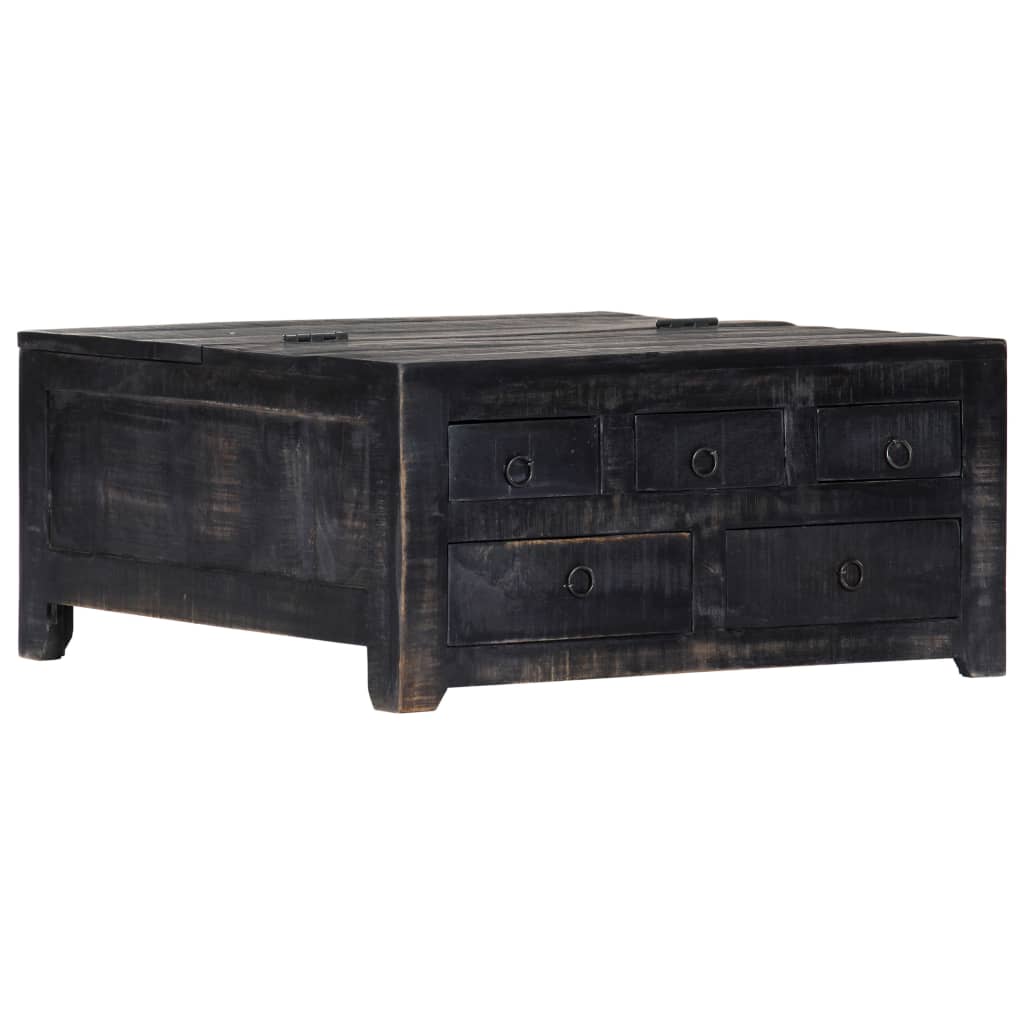 247986 vidaXL Coffee Table Black 65x65x30 cm Solid Mango Wood
