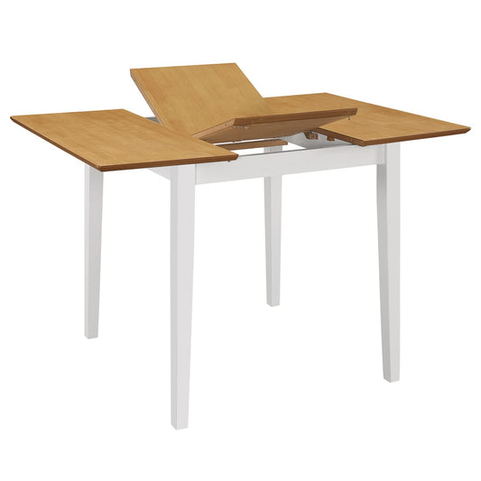 Dining Table | White and brown | Solid rubber wood and MDF | 80-120cm Dining Table | White and brown | Solid rubber wood and MDF | 80-120cm