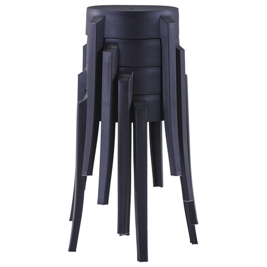 Stool | Set of 4 | Black | Polypropylene | Medium | Stackable | Stool Stool | Set of 4 | Black | Polypropylene | Medium | Stackable | Stool