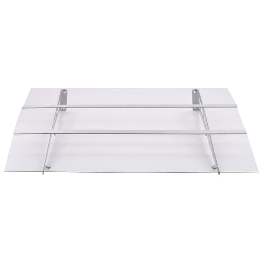 Door Canopy Silver and Transparent 150x90 cm PET Door Canopy Silver and Transparent 150x90 cm PET