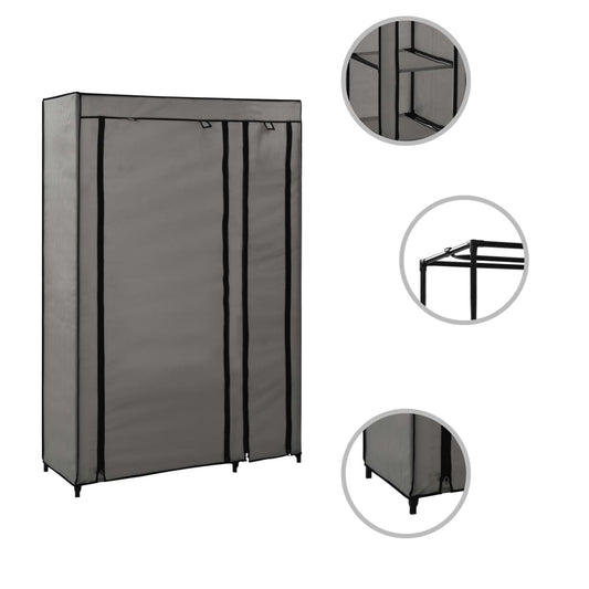 Folding Wardrobe Grey 110x45x175 cm Fabric Folding Wardrobe Grey 110x45x175 cm Fabric