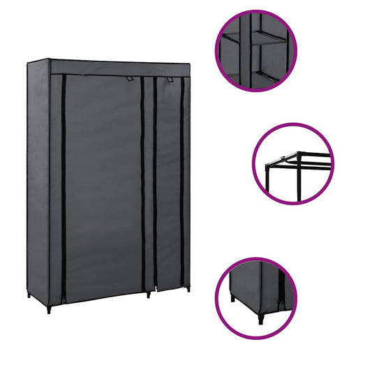 Folding Wardrobe | Grey | Fleece fabric, Steel | Medium | Foldable Folding Wardrobe | Grey | Fleece fabric, Steel | Medium | Foldable