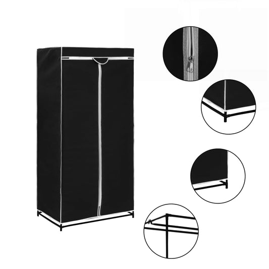 Wardrobes 2 pcs Black 75x50x160 cm Wardrobes 2 pcs Black 75x50x160 cm