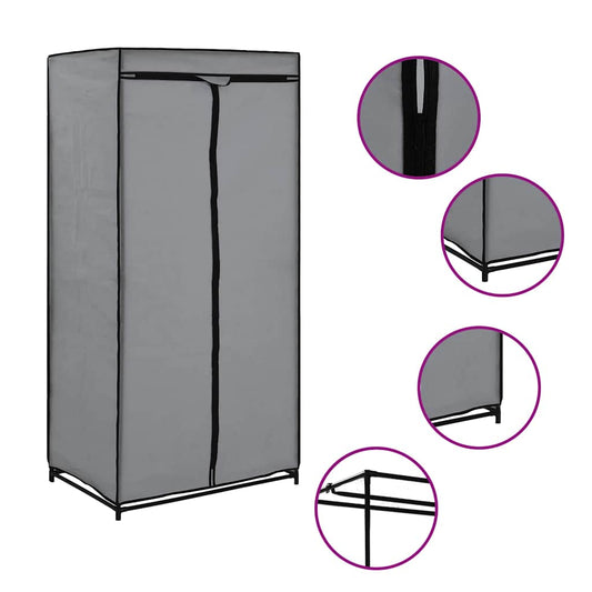 Wardrobe | Grey | Iron frame with polyester cover | Standard | Wardrobe Wardrobe | Grey | Iron frame with polyester cover | Standard | Wardrobe
