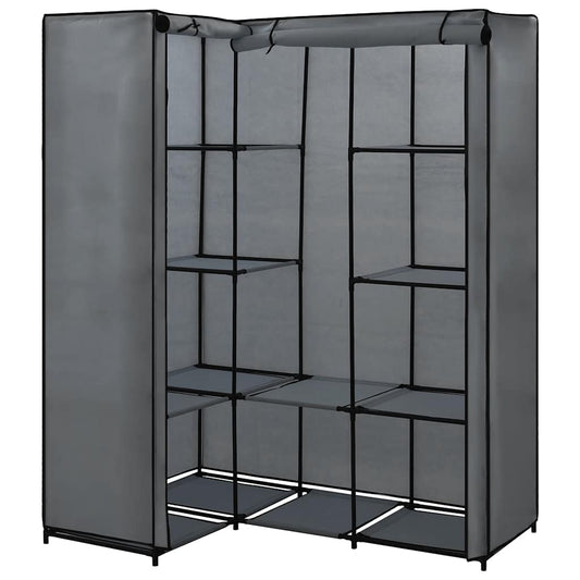 Wardrobe | Grey | Iron, Polyester | Compact | Corner Wardrobe Wardrobe | Grey | Iron, Polyester | Compact | Corner Wardrobe