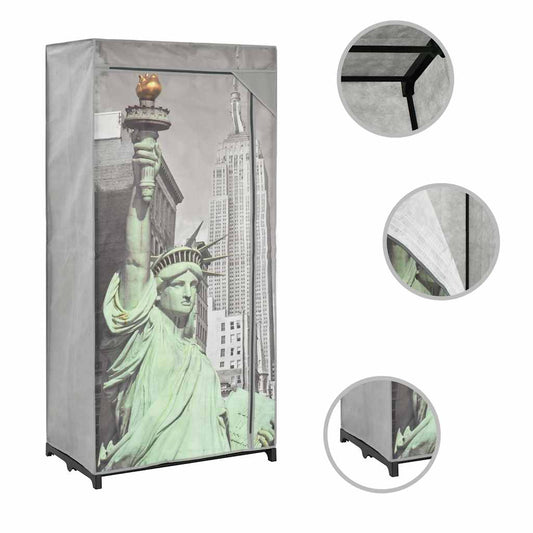 Wardrobe | Grey, Multicolour | Polyester, Iron | Medium | Collapsible Wardrobe | Grey, Multicolour | Polyester, Iron | Medium | Collapsible