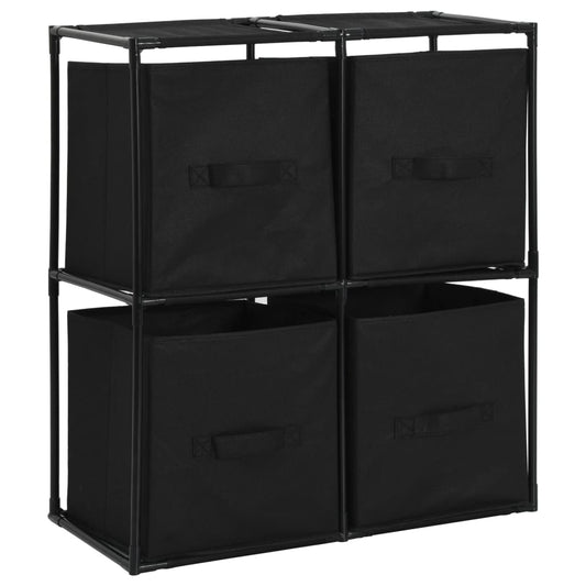 Storage Cabinet with 4 Fabric Baskets Black 63x30x71 cm Steel Storage Cabinet with 4 Fabric Baskets Black 63x30x71 cm Steel