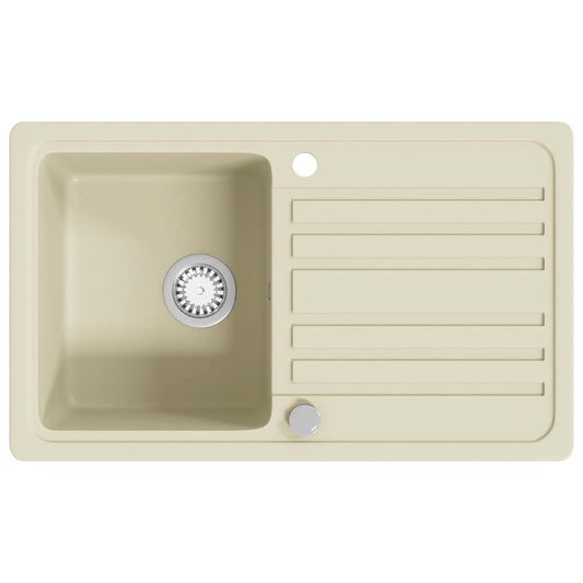 144849 vidaXL Granite Kitchen Sink Single Basin Beige 144849 vidaXL Granite Kitchen Sink Single Basin Beige