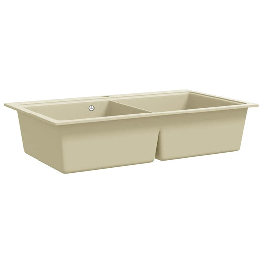 144851 vidaXL Granite Kitchen Sink Double Basins Beige 144851 vidaXL Granite Kitchen Sink Double Basins Beige
