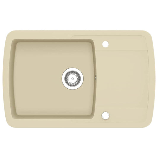 144852 vidaXL Granite Kitchen Sink Single Basin Beige 144852 vidaXL Granite Kitchen Sink Single Basin Beige