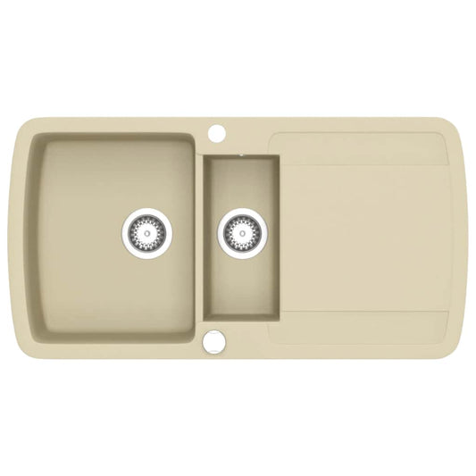 144854 vidaXL Granite Kitchen Sink Double Basins Beige 144854 vidaXL Granite Kitchen Sink Double Basins Beige