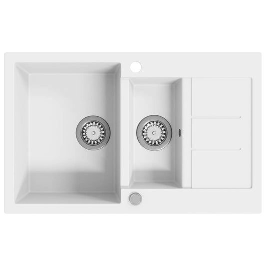 144859 vidaXL Granite Kitchen Sink Double Basins White 144859 vidaXL Granite Kitchen Sink Double Basins White