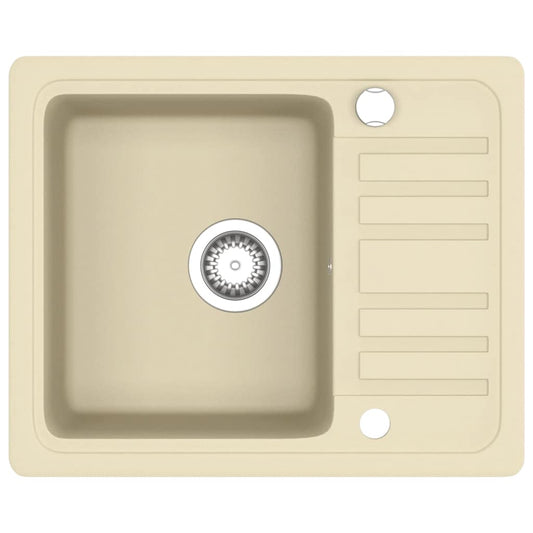 144860 vidaXL Granite Kitchen Sink Single Basin Beige 144860 vidaXL Granite Kitchen Sink Single Basin Beige
