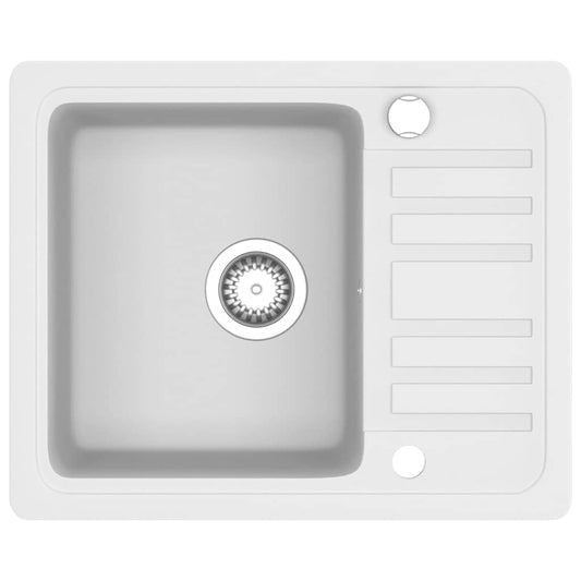144861 vidaXL Granite Kitchen Sink Single Basin White 144861 vidaXL Granite Kitchen Sink Single Basin White