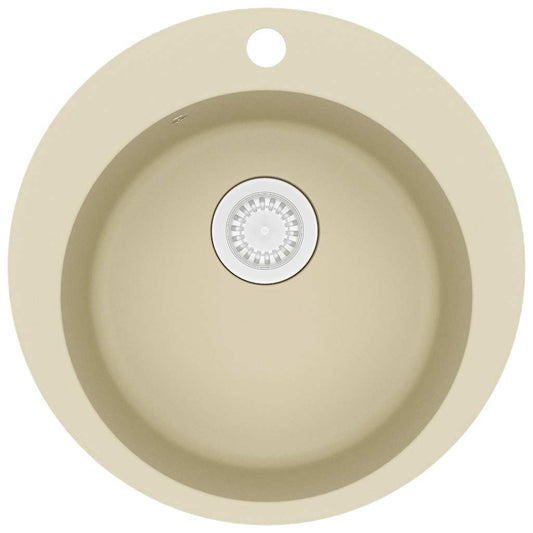 144864 vidaXL Granite Kitchen Sink Single Basin Round Beige 144864 vidaXL Granite Kitchen Sink Single Basin Round Beige