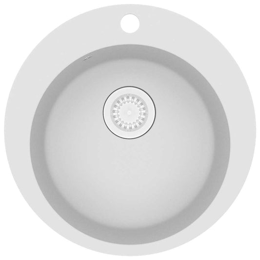 144865 vidaXL Granite Kitchen Sink Single Basin Round White 144865 vidaXL Granite Kitchen Sink Single Basin Round White