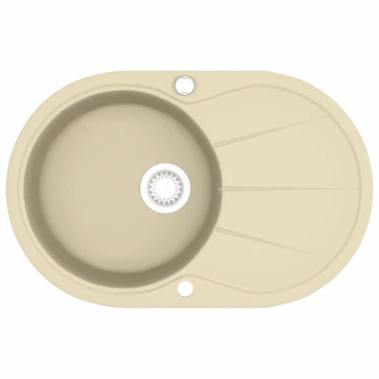 144866 vidaXL Granite Kitchen Sink Single Basin Oval Beige 144866 vidaXL Granite Kitchen Sink Single Basin Oval Beige