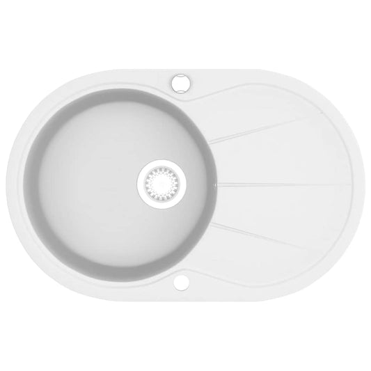 144867 vidaXL Granite Kitchen Sink Single Basin Oval White 144867 vidaXL Granite Kitchen Sink Single Basin Oval White