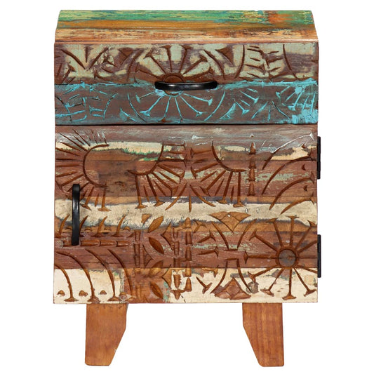 Hand Carved Bedside Cabinet 40x30x50 cm Solid Reclaimed Wood Hand Carved Bedside Cabinet 40x30x50 cm Solid Reclaimed Wood
