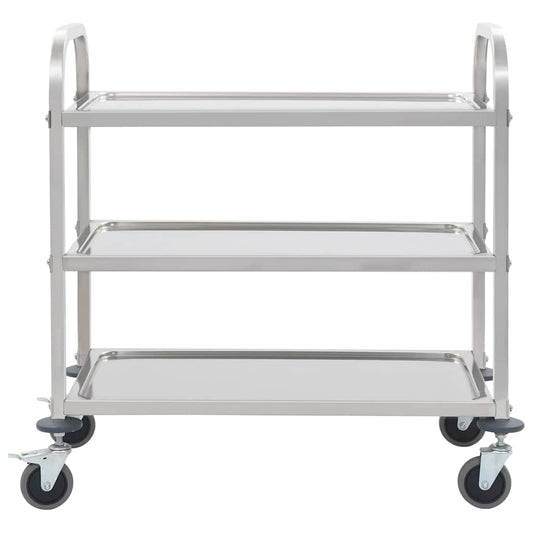 50914 vidaXL 3-Tier Kitchen Trolley 96,5x55x90 cm Stainless Steel 50914 vidaXL 3-Tier Kitchen Trolley 96,5x55x90 cm Stainless Steel