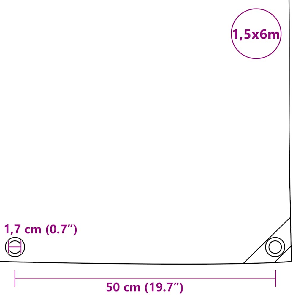 Tarpaulins Green 1.5 x 6 m Canvas with PVC Coating