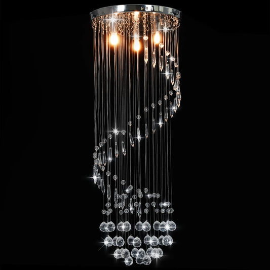 Ceiling Lamp with Crystal Beads Silver Spiral G9 Ceiling Lamp with Crystal Beads Silver Spiral G9