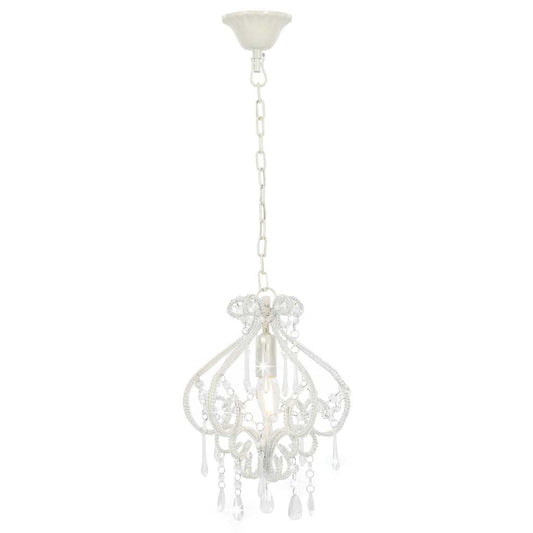 Ceiling Lamp with Beads White Round E14 Ceiling Lamp with Beads White Round E14