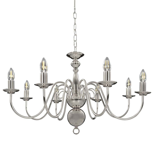 281618 vidaXL Chandelier Silver 8 x E14 Bulbs 281618 vidaXL Chandelier Silver 8 x E14 Bulbs