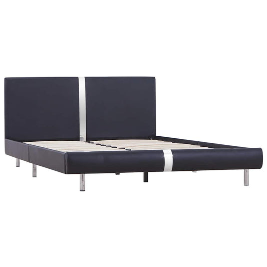 Bed Frame without Mattress Black Faux Leather 135x190 cm Double Bed Frame without Mattress Black Faux Leather 135x190 cm Double