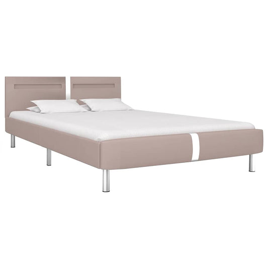 Bed Frame with LED without Mattress Cappuccino 135x190 cm Double Bed Frame with LED without Mattress Cappuccino 135x190 cm Double