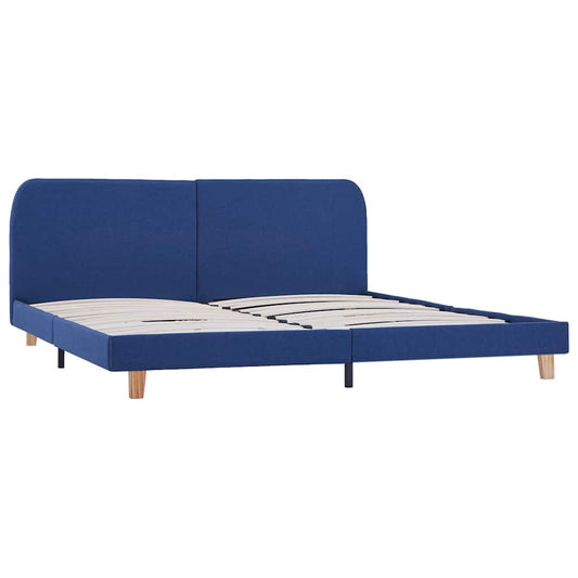 Bed Frame without Mattress Blue Fabric 150x200 cm King Size Bed Frame without Mattress Blue Fabric 150x200 cm King Size