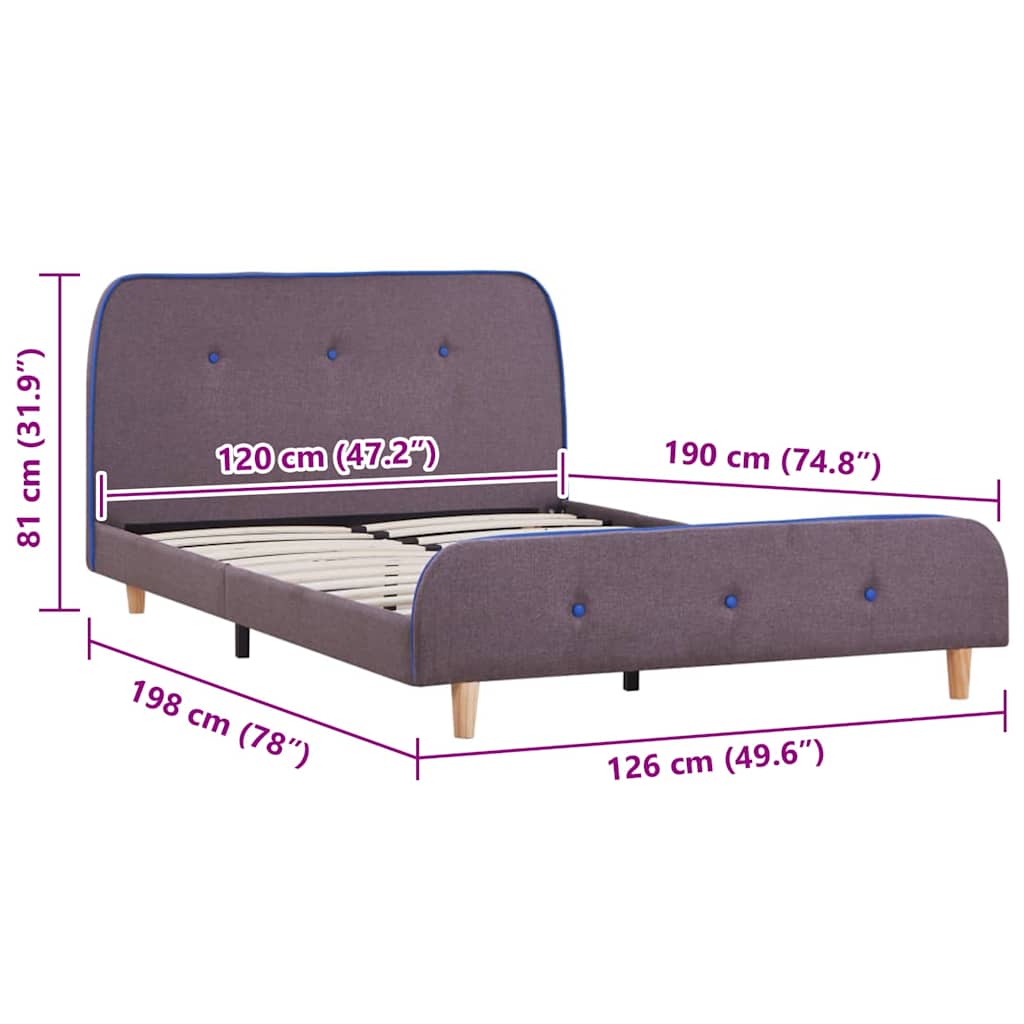 Bed Frame without Mattress Taupe Fabric 120x190 cm Small Double