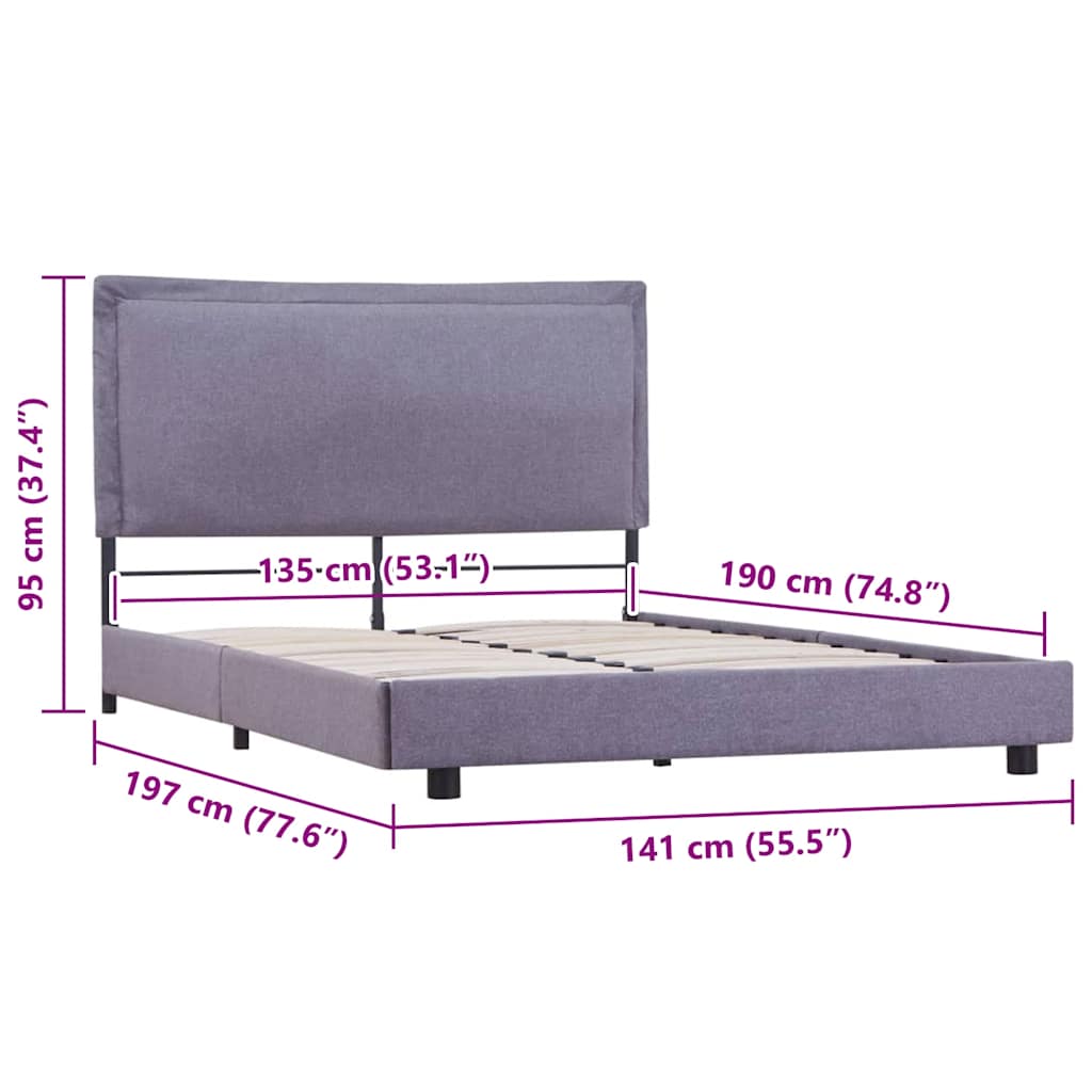 Bed Frame without Mattress Light Grey Fabric 135x190 cm