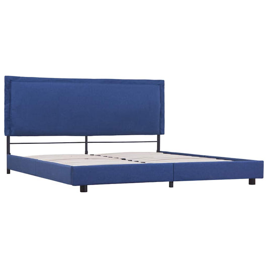 Bed Frame without Mattress Blue Fabric 150x200 cm King Size Bed Frame without Mattress Blue Fabric 150x200 cm King Size