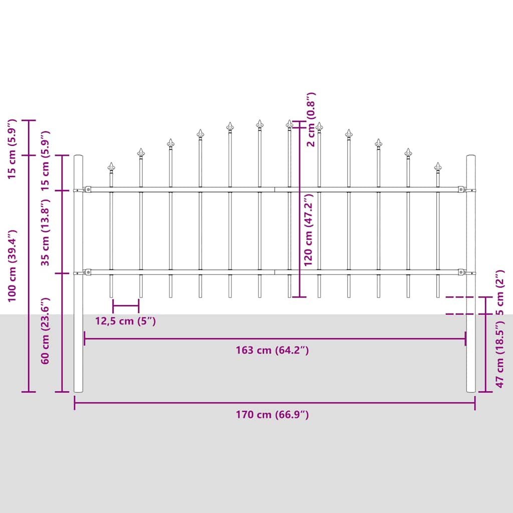 Garden Fence Woerden with Spear Top Steel 170x75 cm Black