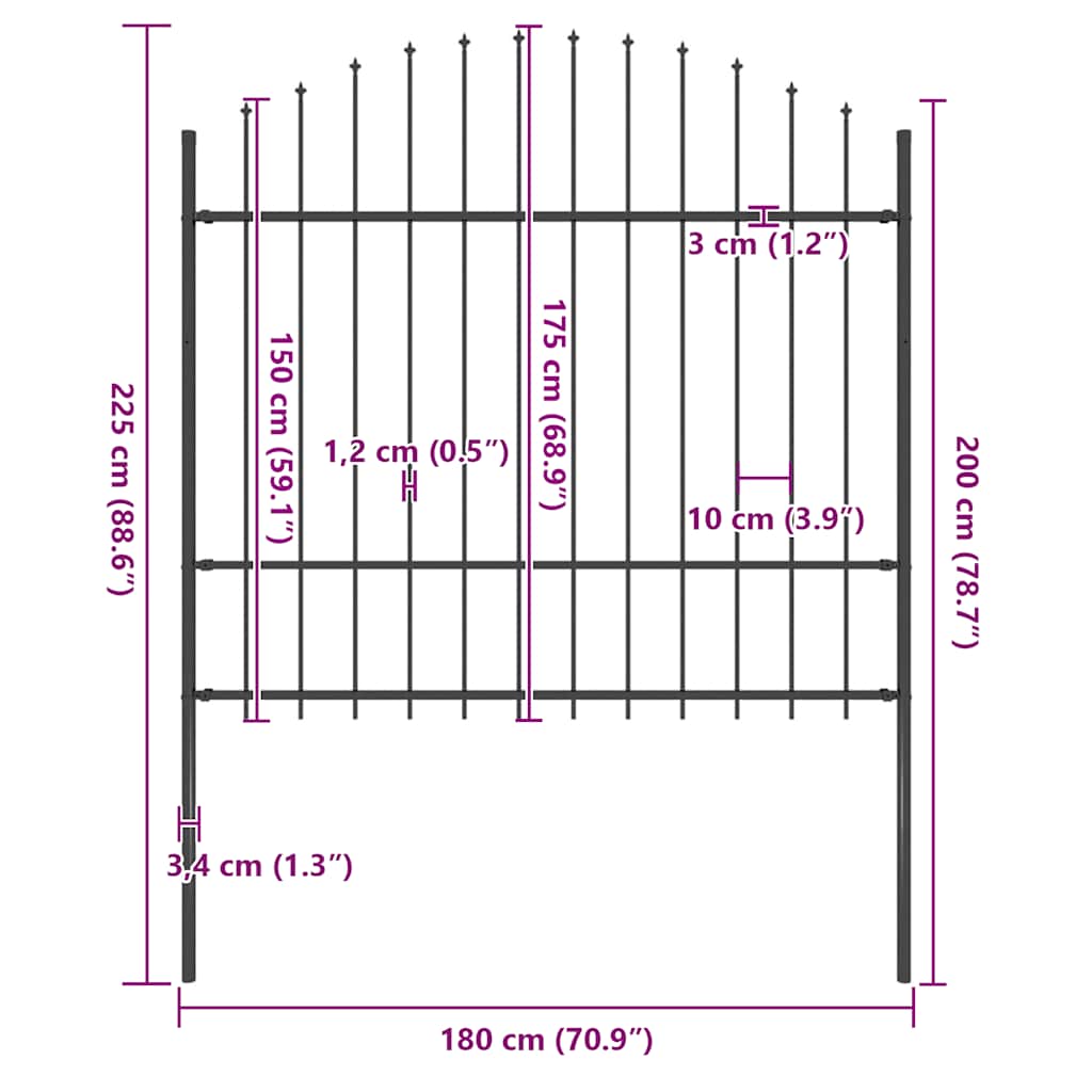 Garden Fence Woerden with Spear Top Steel 170x175 cm Black