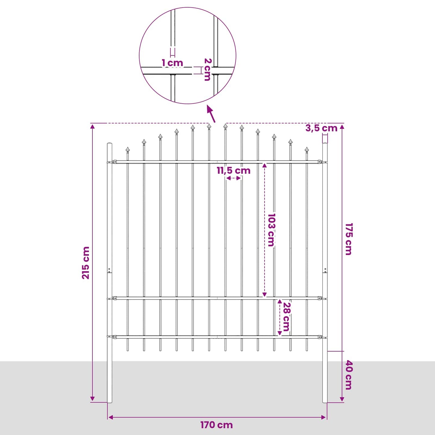 Garden Fence "Woerden" with Spear Top Steel 170x175 cm Black