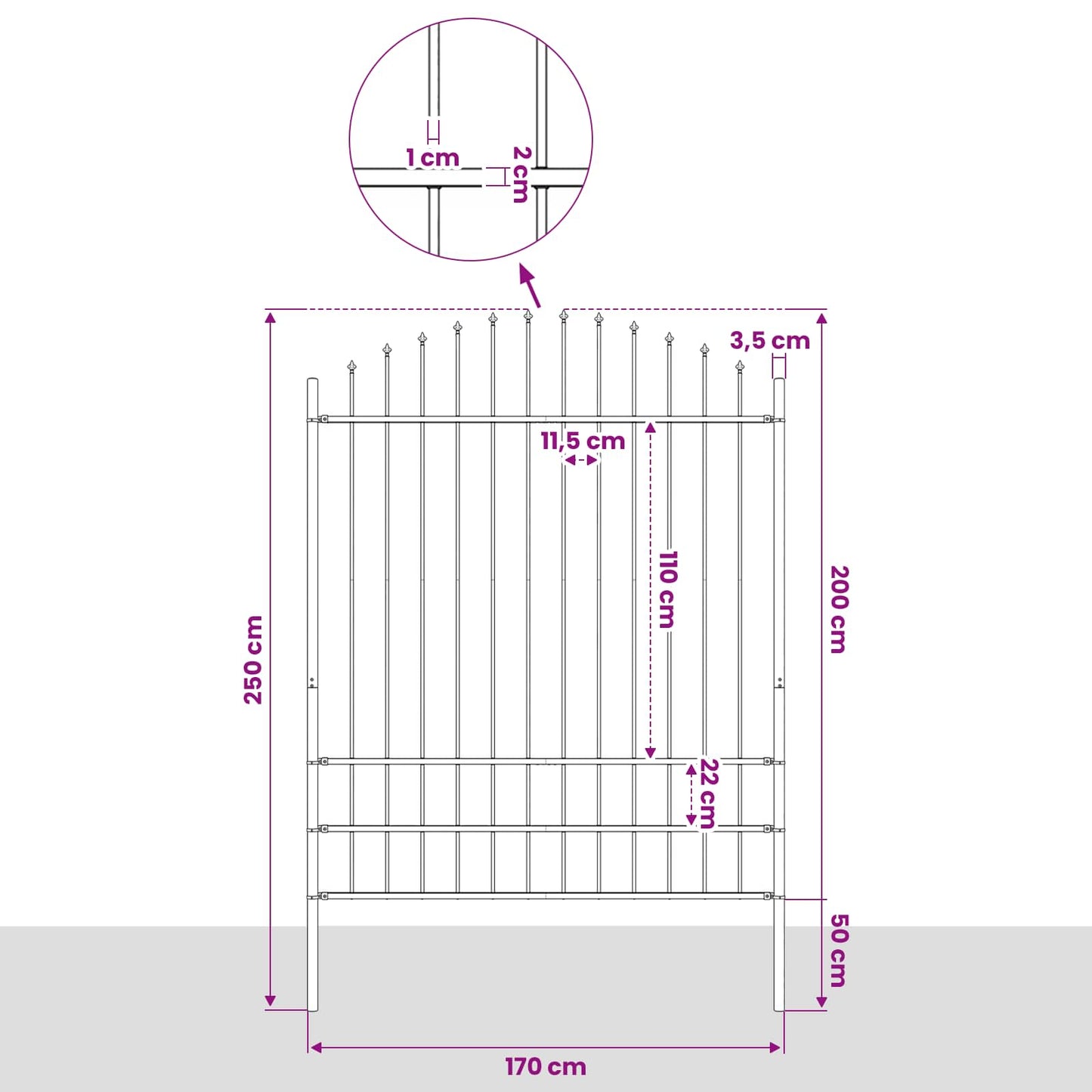 Garden Fence "Woerden" with Spear Top Steel 170x200 cm Black