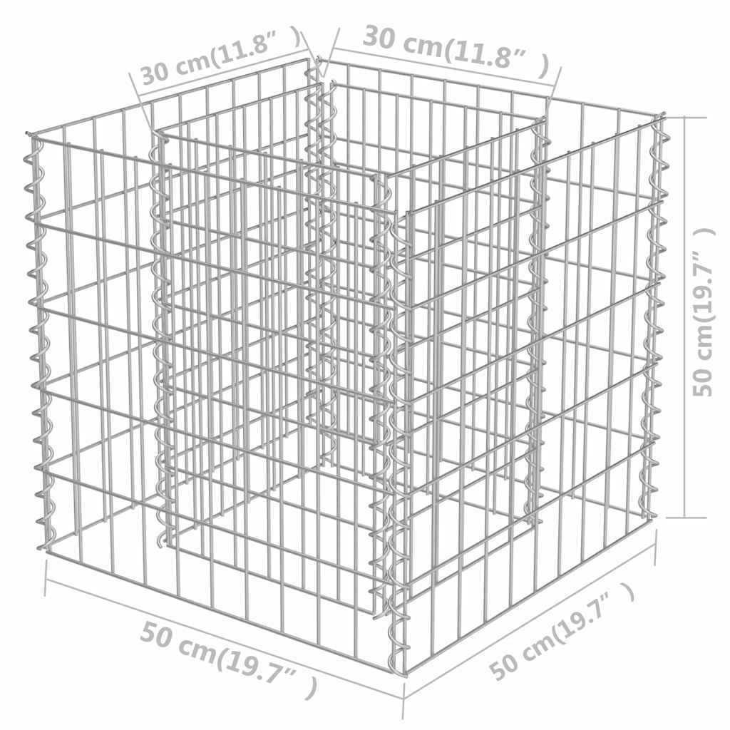 Gabion Raised Bed Galvanised Steel 50x50x50 cm