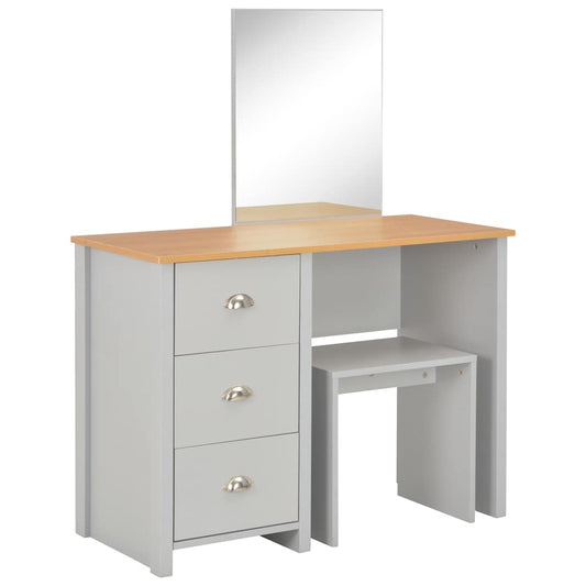 283744 vidaXL Dressing Table with Mirror and Stool Grey 104x45x131 cm 283744 vidaXL Dressing Table with Mirror and Stool Grey 104x45x131 cm