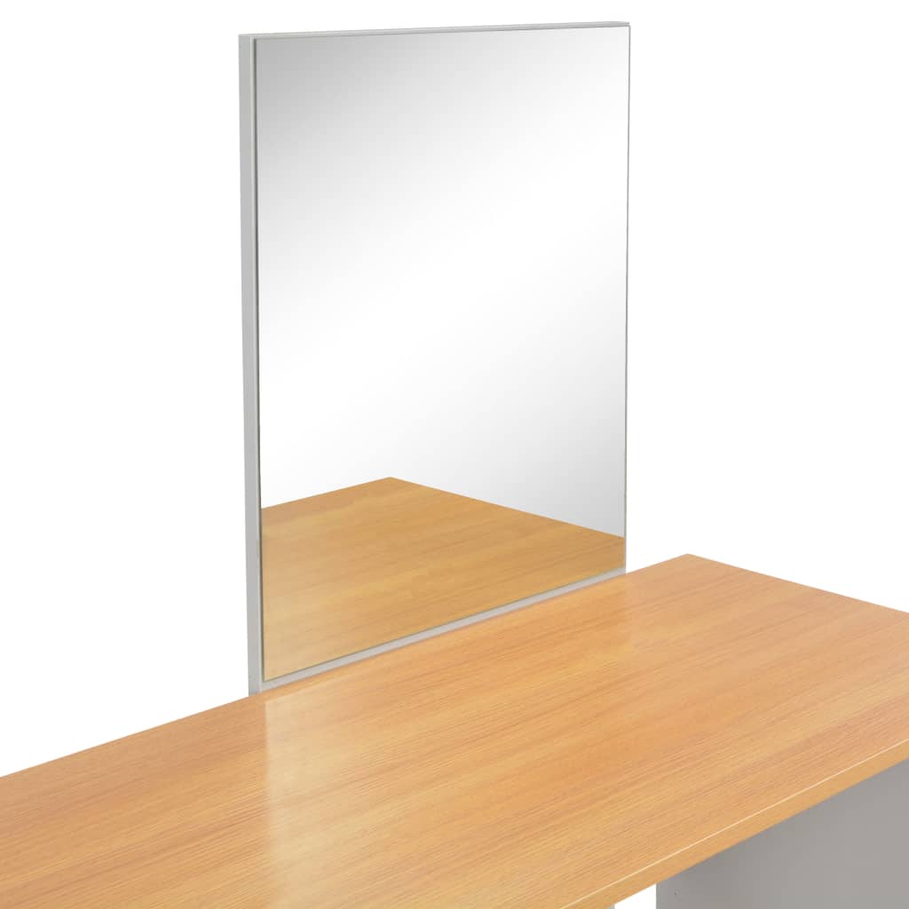 283744 vidaXL Dressing Table with Mirror and Stool Grey 104x45x131 cm