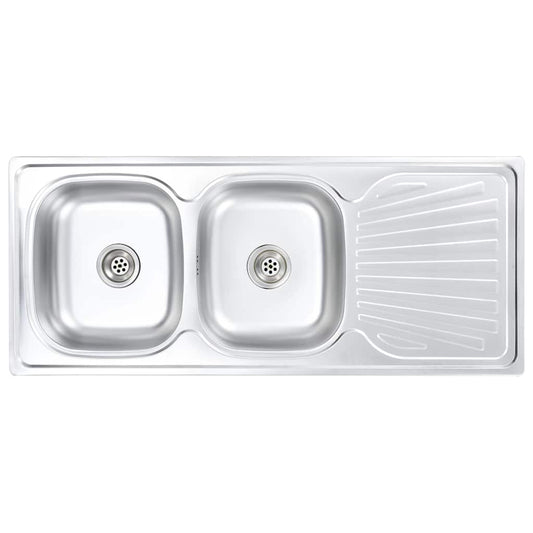 145075 vidaXL Kitchen Sink Double Basin with Strainer & Trap Stainless Steel 145075 vidaXL Kitchen Sink Double Basin with Strainer & Trap Stainless Steel
