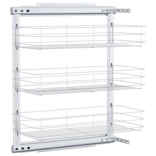 3-Tier Pull-out Kitchen Wire Basket Silver 47x25x56 cm 3-Tier Pull-out Kitchen Wire Basket Silver 47x25x56 cm
