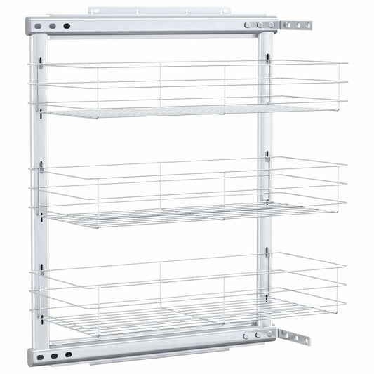 3-Tier Pull-out Kitchen Wire Basket Silver 47x25x56 cm 3-Tier Pull-out Kitchen Wire Basket Silver 47x25x56 cm