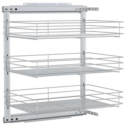 3-Tier Pull-out Kitchen Wire Basket Silver 47x35x56 cm 3-Tier Pull-out Kitchen Wire Basket Silver 47x35x56 cm
