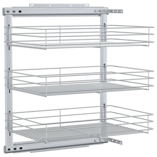 3-Tier Pull-out Kitchen Wire Basket Silver 47x35x56 cm 3-Tier Pull-out Kitchen Wire Basket Silver 47x35x56 cm