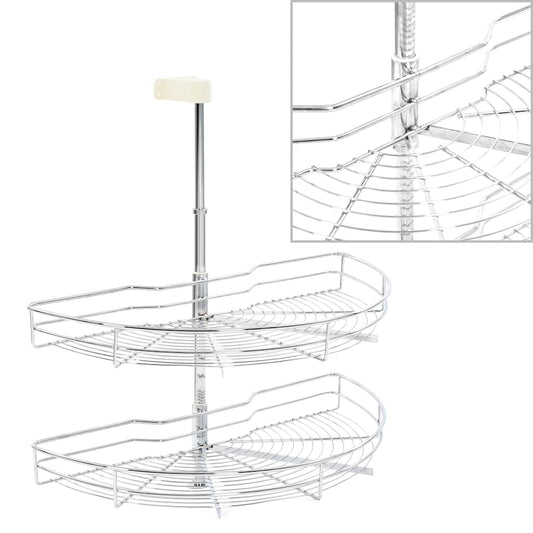 2-Tier Kitchen Wire Basket Silver 180 Degree 75x38x80 cm 2-Tier Kitchen Wire Basket Silver 180 Degree 75x38x80 cm