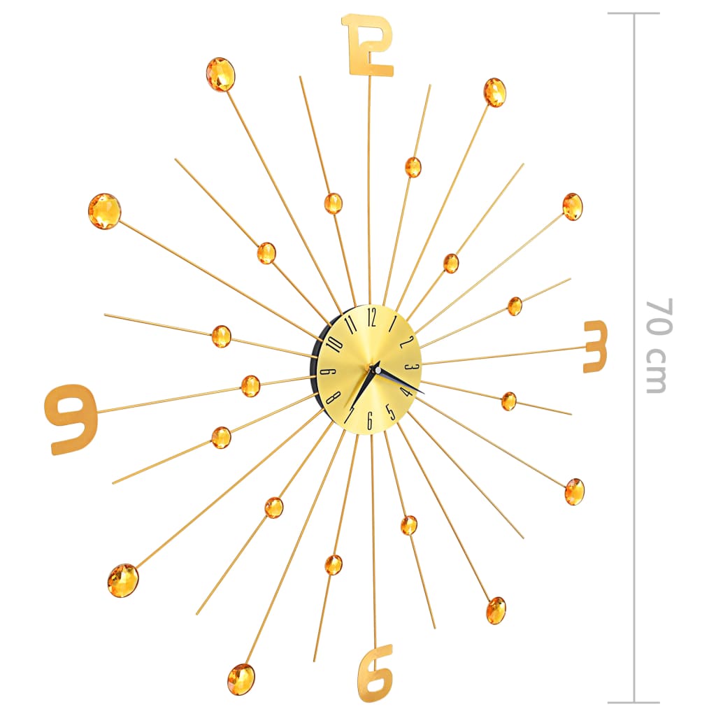 283857 vidaXL Wall Clock Metal 70 cm Golden