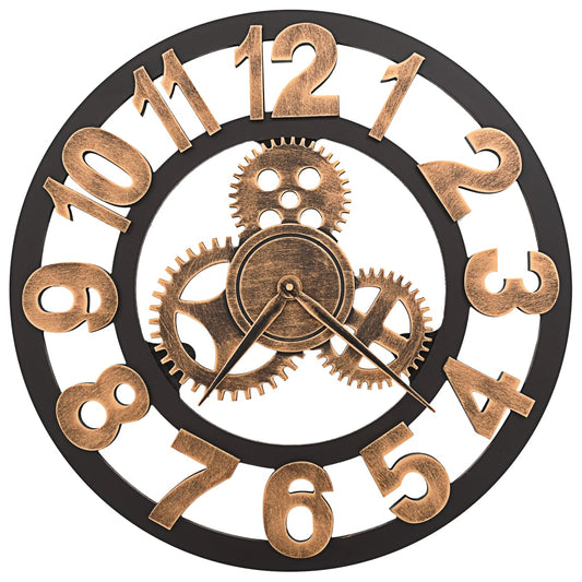 Wall Clock Metal 58 cm Golden and Black Wall Clock Metal 58 cm Golden and Black