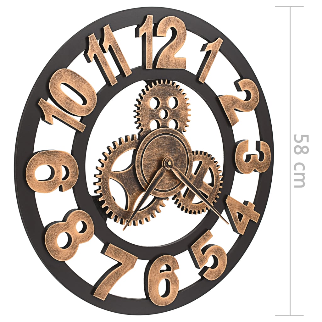283861 vidaXL Wall Clock Metal 58 cm Golden and Black
